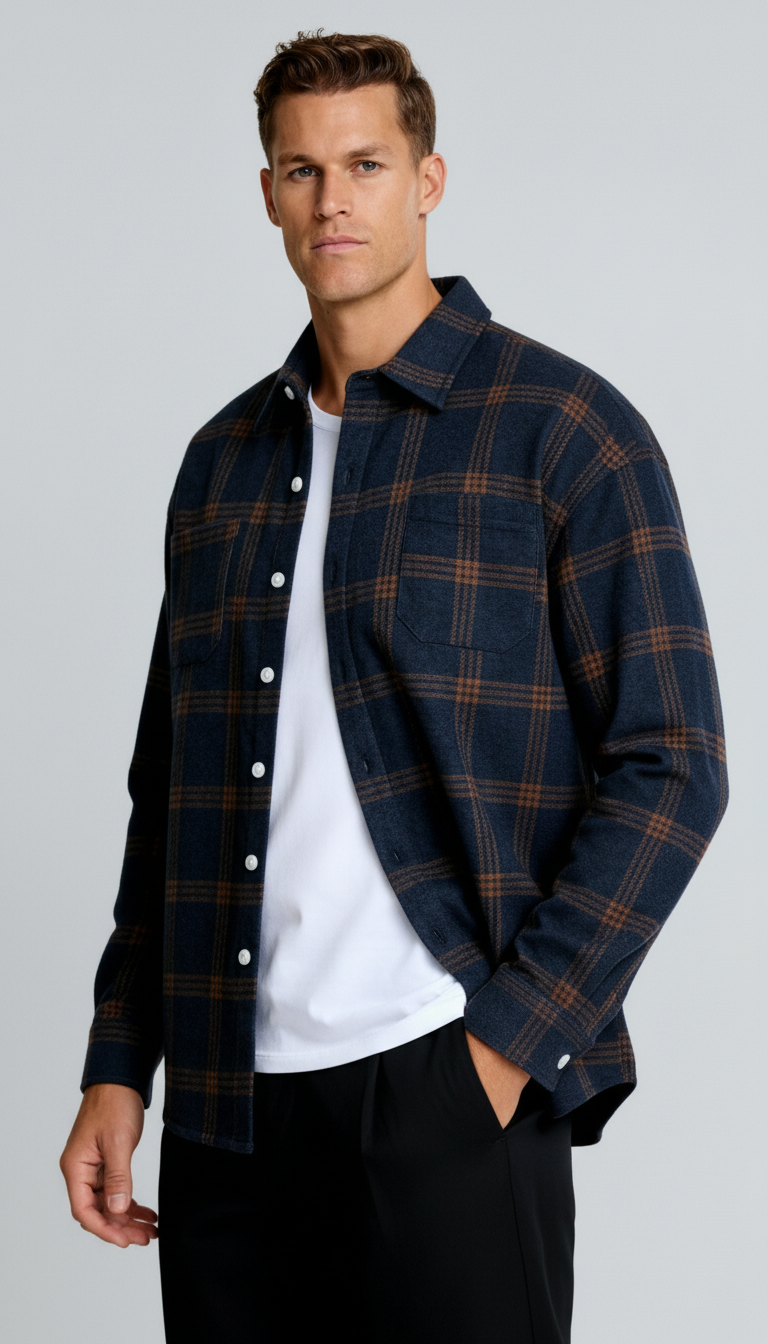 Men’s Checked Shirt – Classic Plaid Pattern, Comfortable Fit & Versatile Style